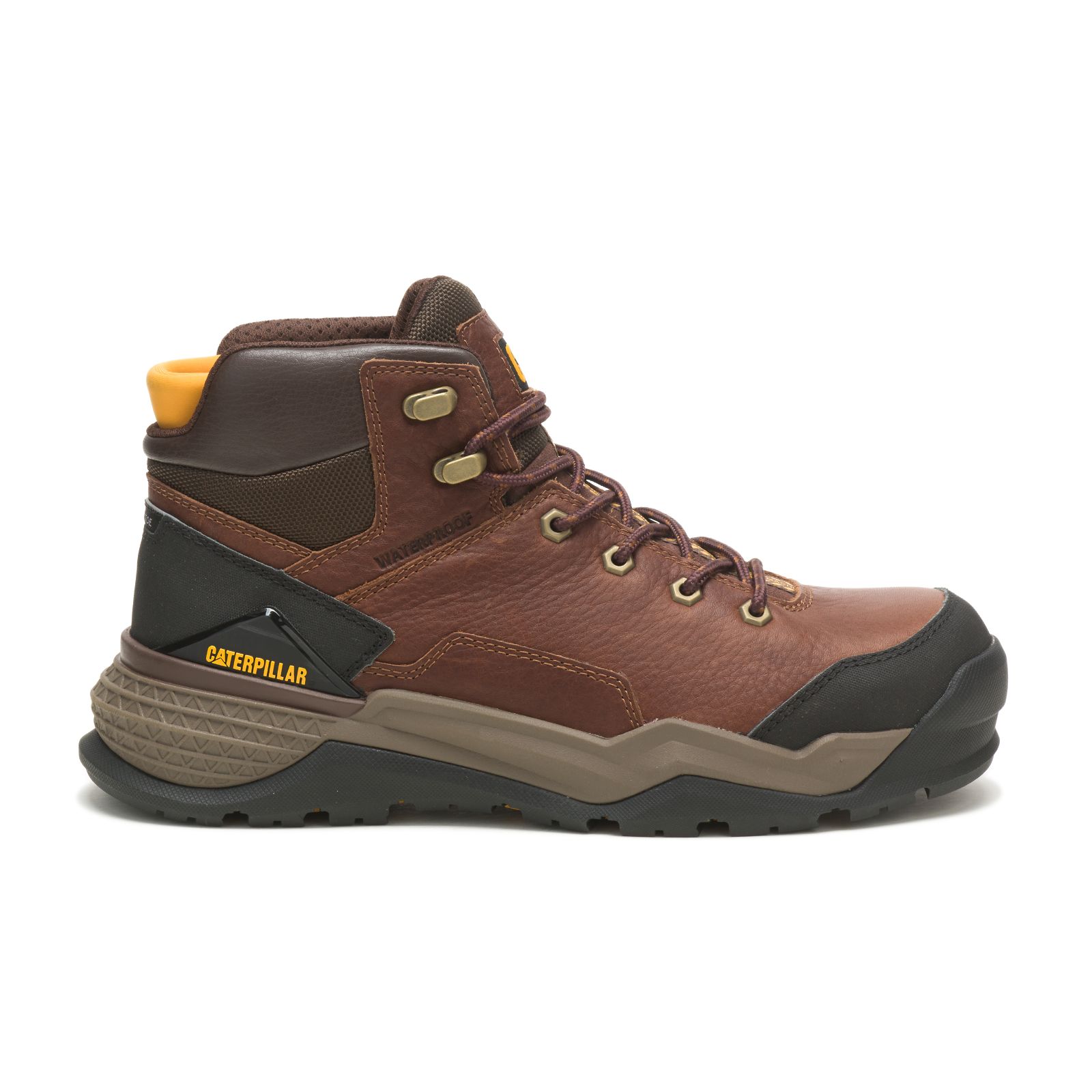 Caterpillar Provoke Mid Waterproof Alloy Toe - Mens Work Boots - Brown - NZ (963QUVXME)